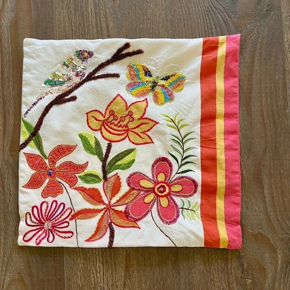 Floral Embroidered Pillow Cover Pier 1